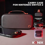 Housse de protection et transport - KONIX - Console Nintendo Switch 2 - Filet rangement accessoires - 8 compartiments jeux - Noir