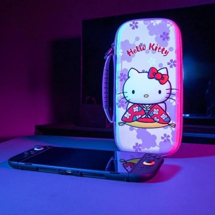 Housse de protection et transport - KONIX - Hello Kitty Nintendo Switch 2 - Rangement accessoires - Motif 3D - Rose