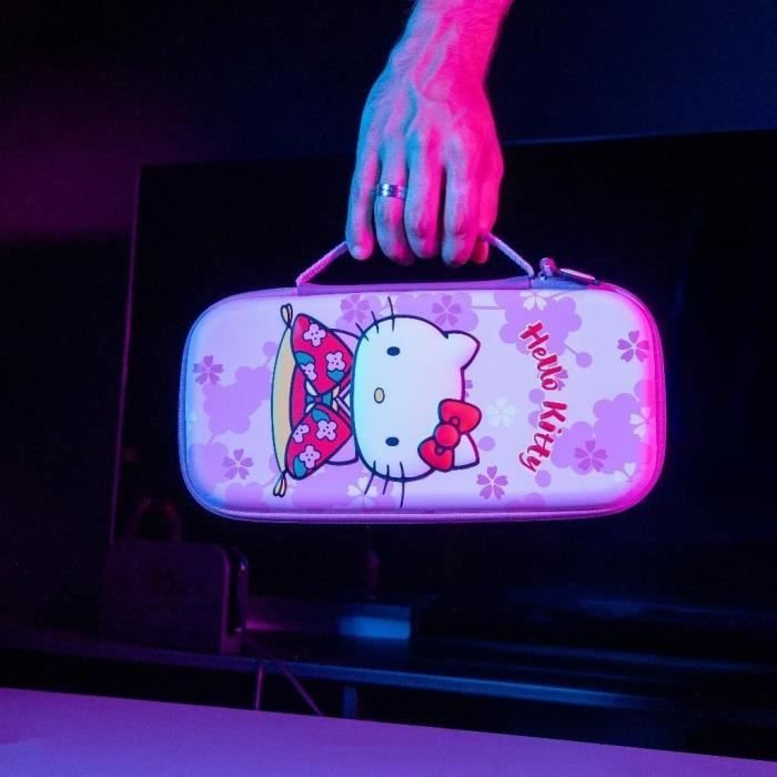 Housse de protection et transport - KONIX - Hello Kitty Nintendo Switch 2 - Rangement accessoires - Motif 3D - Rose