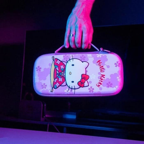 Housse de protection et transport - KONIX - Hello Kitty Nintendo Switch 2 - Rangement accessoires - Motif 3D - Rose