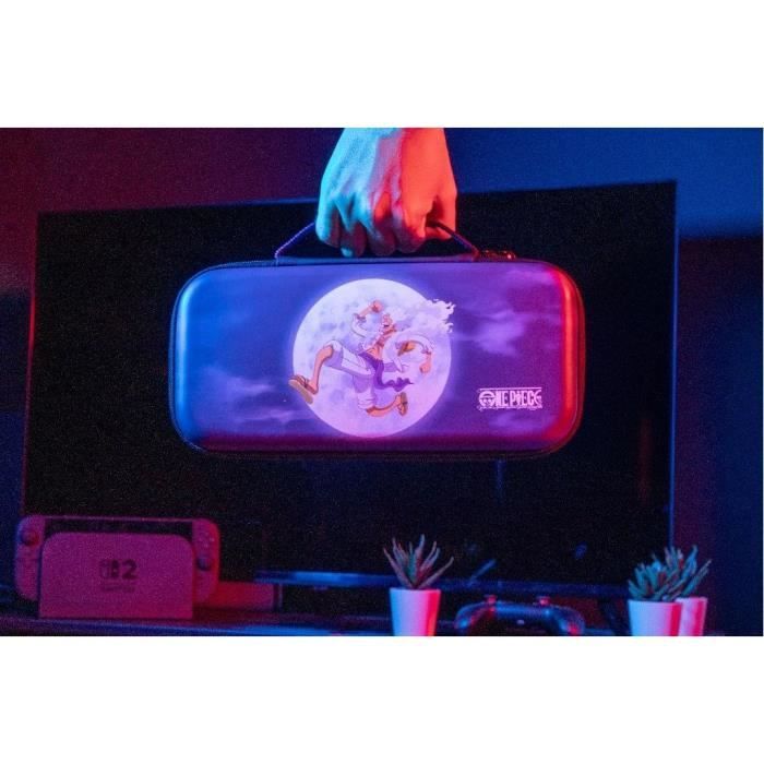 Housse de protection et transport - KONIX - One Piece Nintendo Switch 2 - Rangement accessoires - Motif Luffy Gear 5 - Bleu