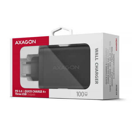 Chargeur secteur Axagon 2x USB-C + 1x USB-A 100W (Noir)