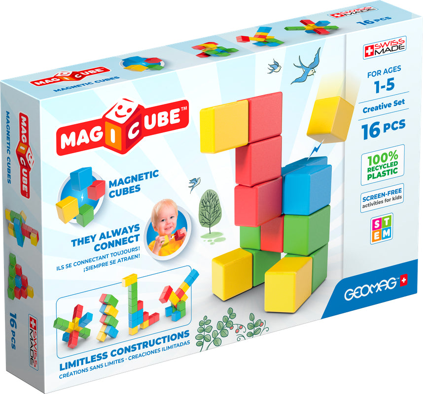 Blocs magnétiques - GEOMAG - Set créatif - 16 pieces - Éducatif - Plastique recyclé - Des 12 mois