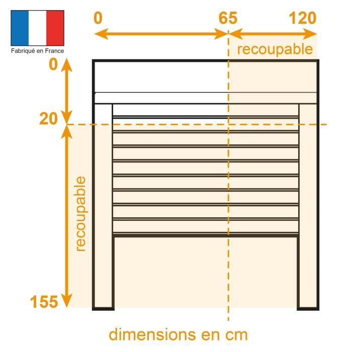 Volet roulant H155 x L120 cm PVC recoupable en largeur et hauteur - Manoeuvre Èlectrique radio - Coloris Blanc -