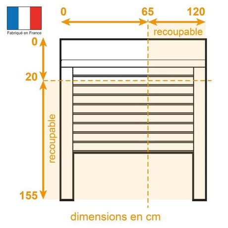 Volet roulant H155 x L120 cm PVC recoupable en largeur et hauteur - Manoeuvre électrique radio - Coloris Blanc -