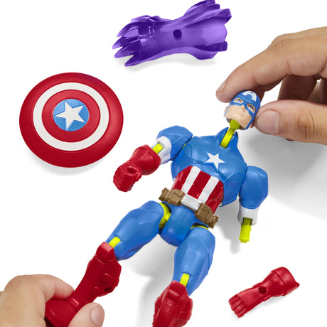 MixMashers Captain America, figurine 12 cm personnalisable a mélanger et combiner avec accessoires, Marvel, des 4 ans