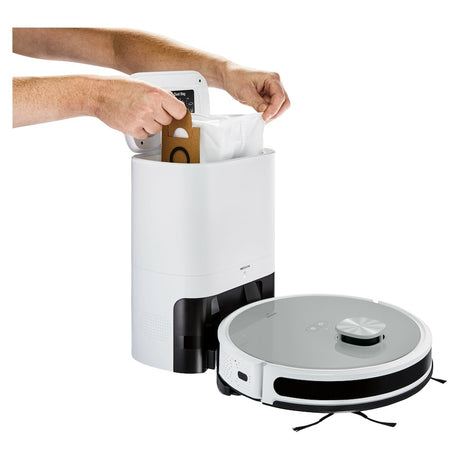 MEDION X21 SW - Robot Aspirateur Laveur avec Station de Vidange - Navigation Laser - Puissance 3000 Pa