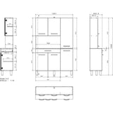 OSLO Buffet de 120 cm - 1 Tiroir et 6 Portes - L 120 x P 40 x H 185 cm - Coloris Chene
