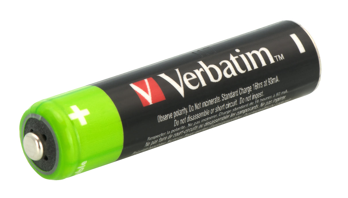 Lot de 4 piles rechargeables Verbatim Premium type AAA (LR03) 1,2V 950mAh