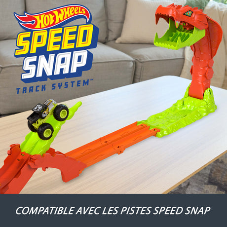 Coffret Monster Trucks - JJN44 - Bone Shaker inclus - 4 pistes 15 cm - Lanceur et éléments repositionnables