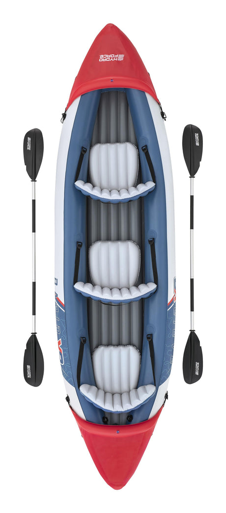 Kayak gonflable - BESTWAY - 65132 - Rapide X3 Hydro-Force™ - 381 x 100 cm, 3 places, 250 kg max, 2 pagaies, pompe