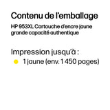 HP 953XL Cartouche d'encre jaune grande capacité authentique (F6U18AE) pour HP OfficeJet Pro 8710/8715/8720