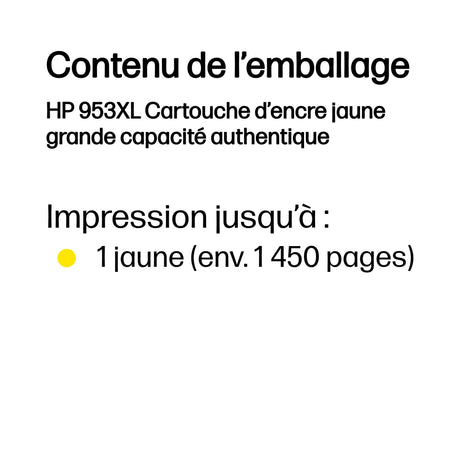 HP 953XL Cartouche d'encre jaune grande capacité authentique (F6U18AE) pour HP OfficeJet Pro 8710/8715/8720