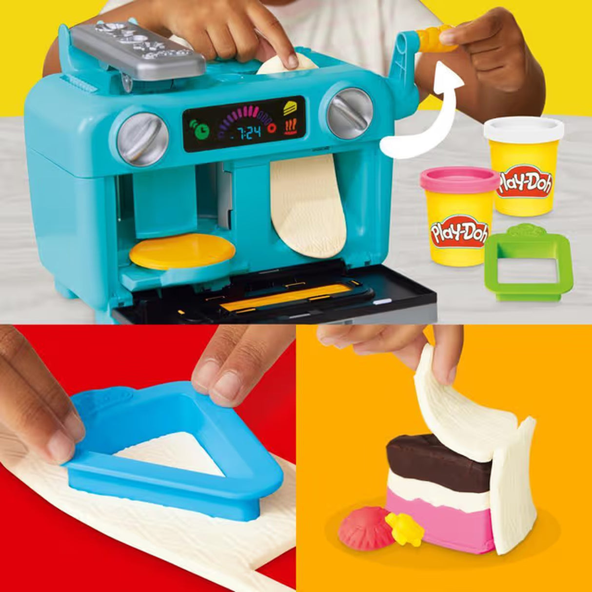 Play-Doh Ma jolie part de gâteau, four jouet, accessoires de cuisine factices et 11 pots de pâte a modeler, des 3 ans
