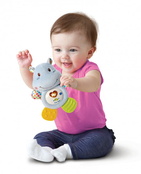 VTECH BABY - Hochet Croc'Hippo - Peluche Texturée Bleue