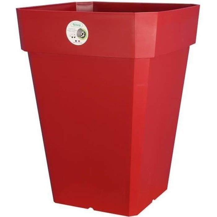 Pot de fleurs carré - RIVIERA  - Soleilla - Plastique - 49 x 49 x H 50 cm - 65 L - Rouge
