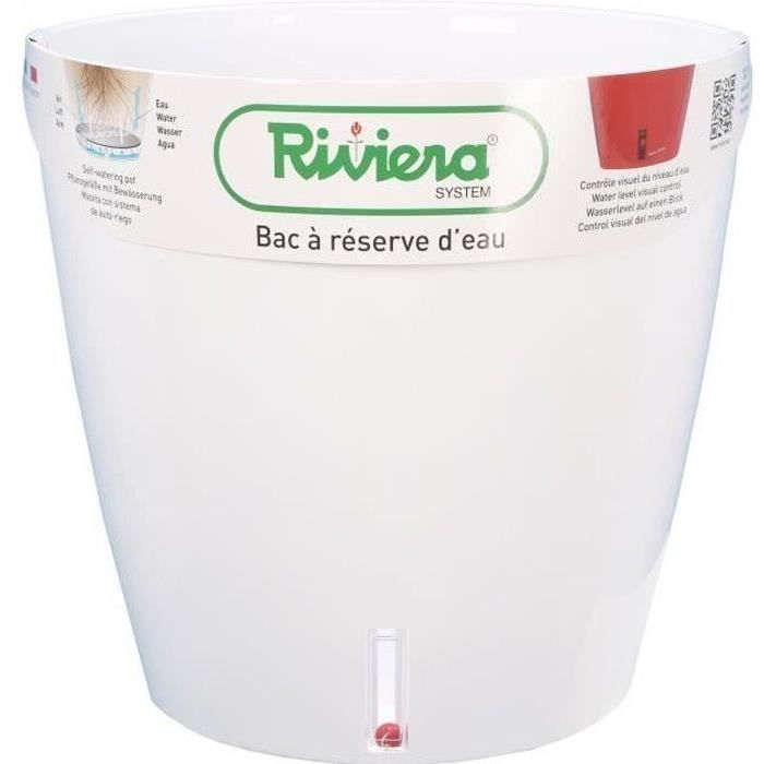 Pot de fleurs rond - RIVIERA - Eva New en plastique - Ø 46 x H 45 cm - 49 L - Blanc