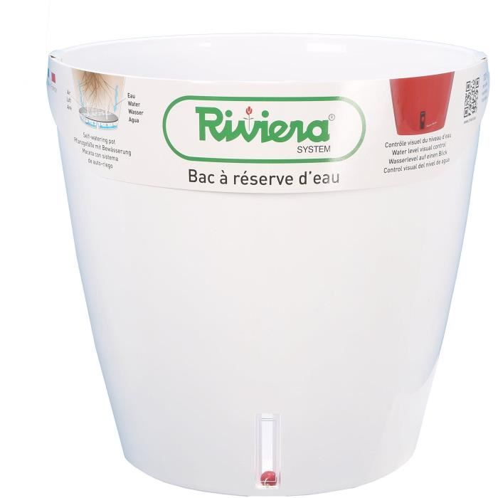 Pot de fleurs rond - RIVIERA - Eva New en plastique - Ø 46 x H 45 cm - 49 L - Blanc