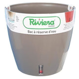 Pot de fleurs rond en plastique - RIVIERA - EVA NEW - Avec réserve d'eau - Ø45 x H45 cm - 49 L - Taupe