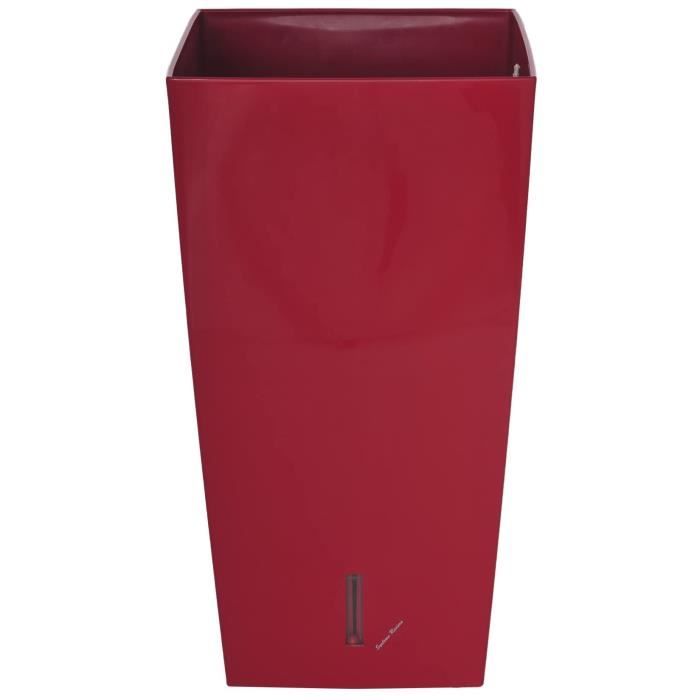Pot de fleurs carré - RIVIERA - Eva New - Plastique - 37 x 37 x H 68,5 cm - 69 L - Rouge