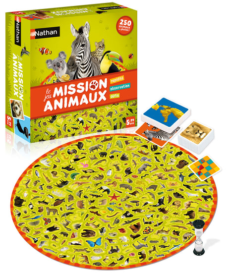 Jeu de Société - NATHAN - Mission Animaux - Observation et Rapidité - 250 Photos Réelles