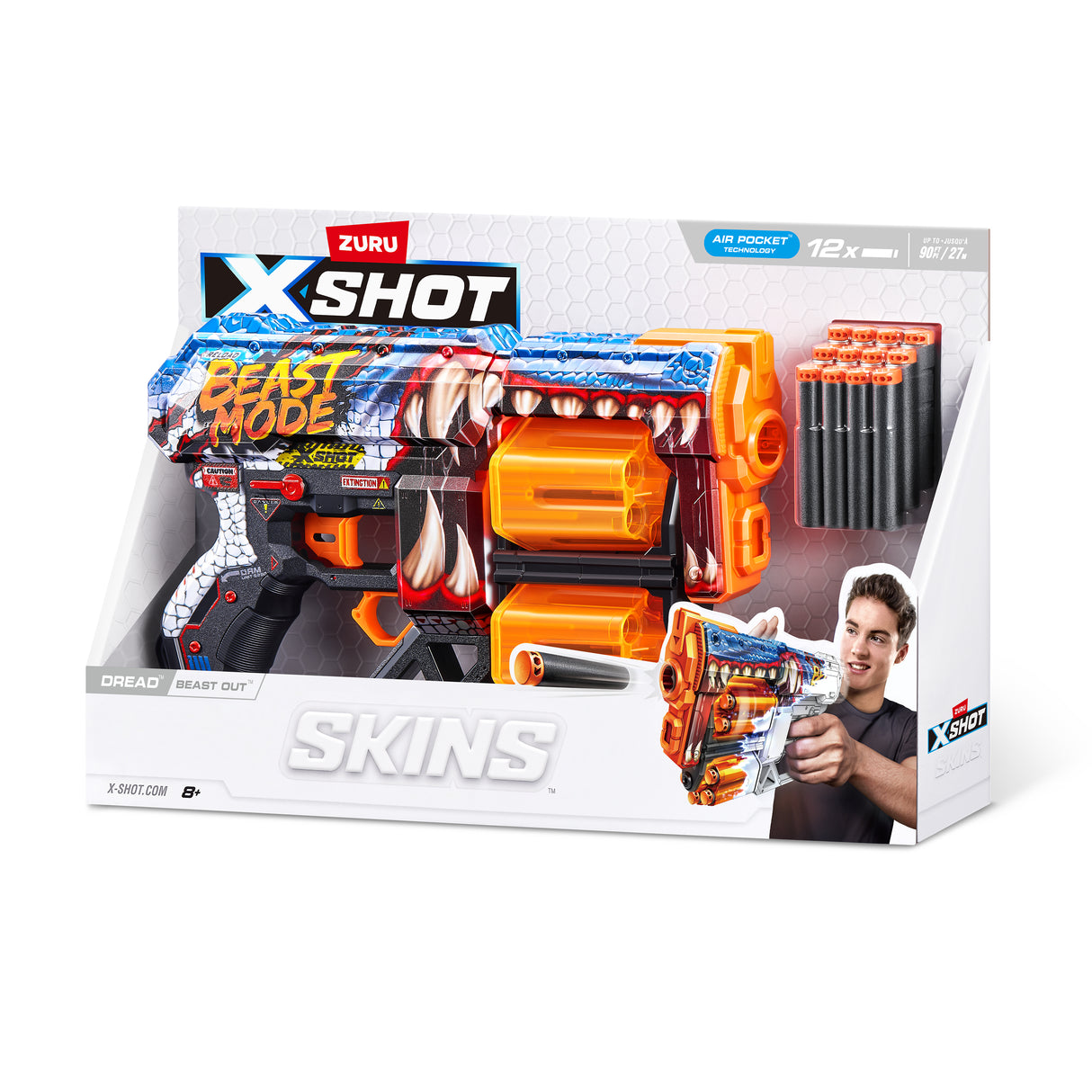 Lanceur de fléchettes - ZURU - X-SHOT Dread - Canons rotatifs doubles - 7 designs - Portée 27 m