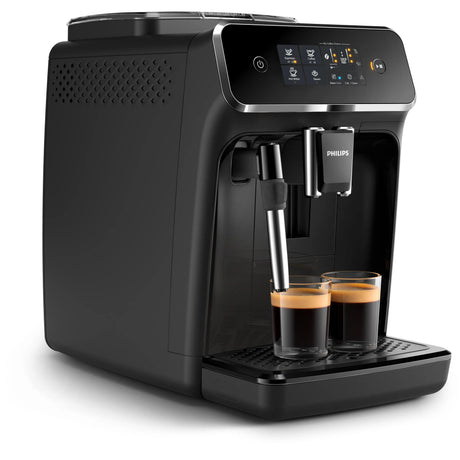 Machine a café Expresso broyeur - PHILIPS - EP2225/10 - Série 2200 - mousseur a lait - 2 cafés - Broyeur céramique - Noir brillant