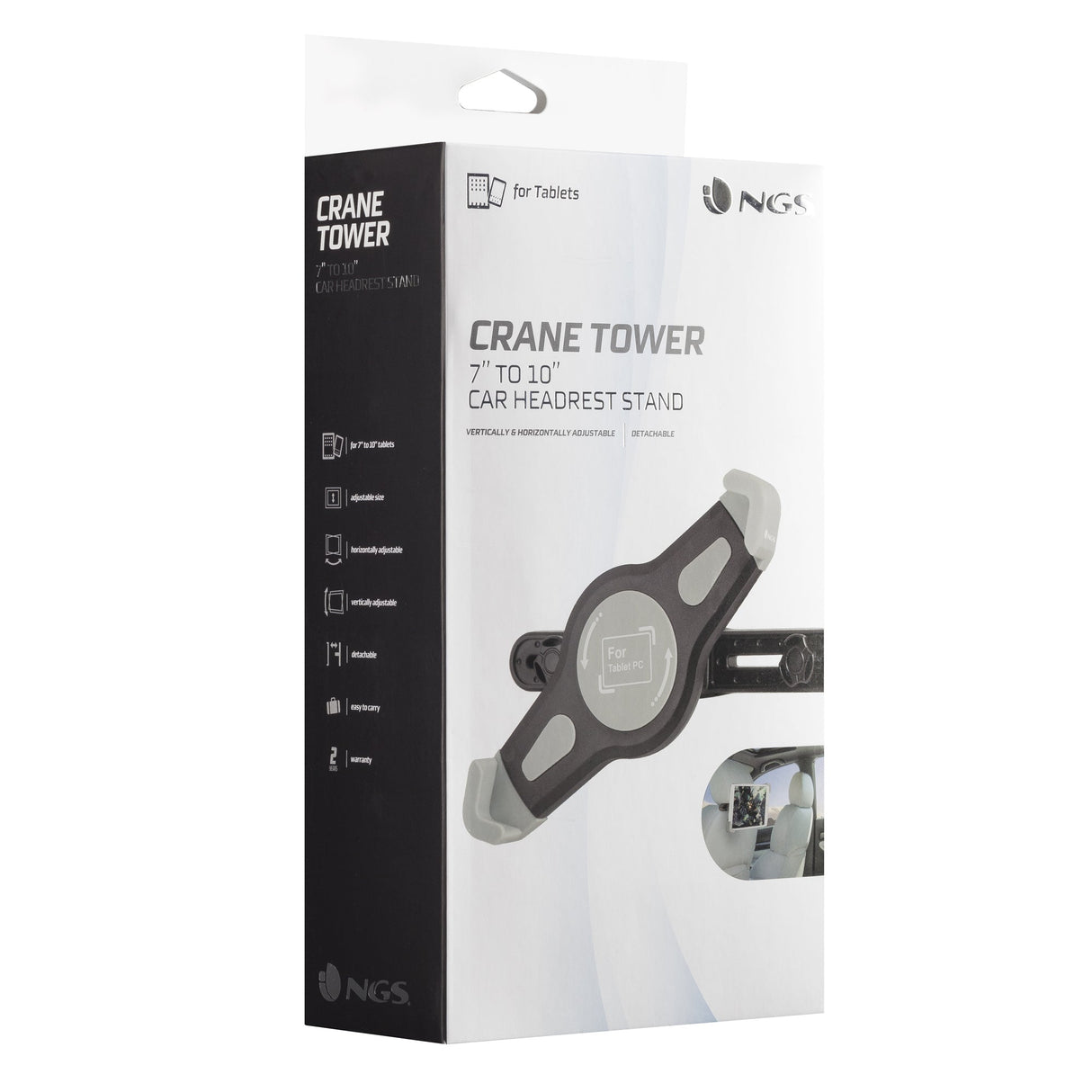 Support tablette universel NGS Crane Tower de voiture 10" max (Noir/Gris)