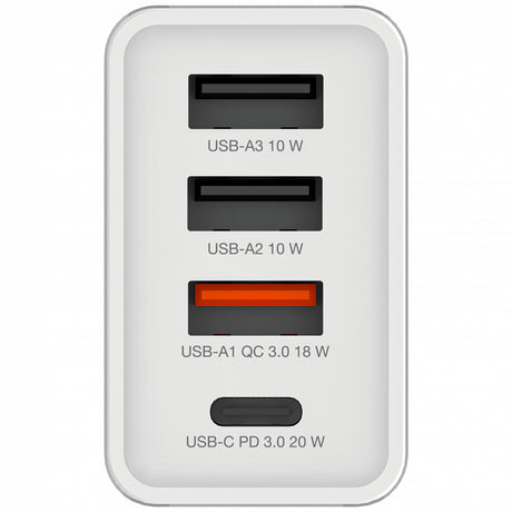 Chargeur secteur Verbatim GaN 3x ports USB-A + 1x port USB-C 30W (Blanc)