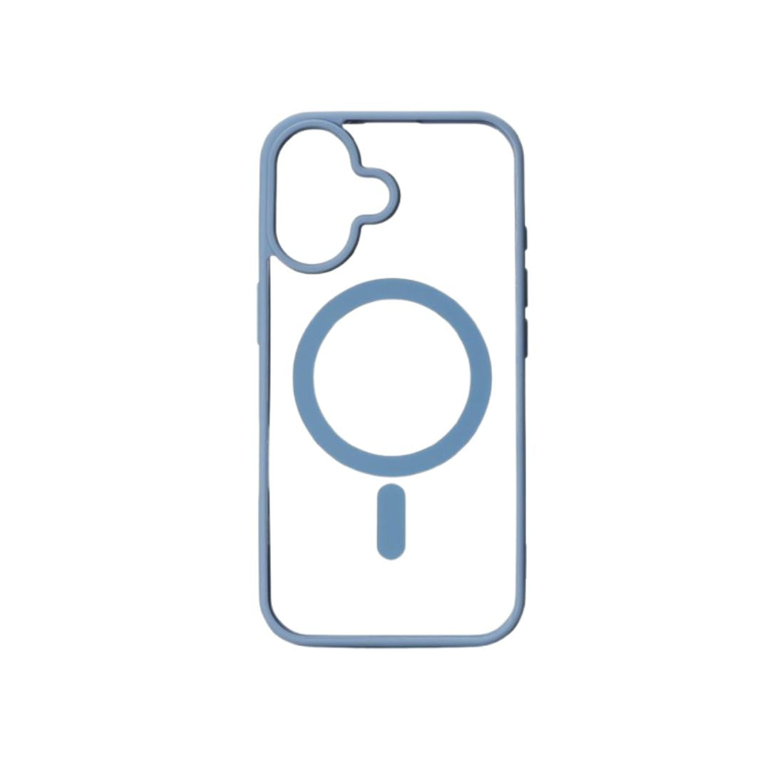 We Coque de protection RUBBER APPLE IPHONE 16 - Dos transparent contour bleu - C