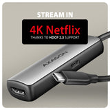 Adaptateur USB-C Axagon vers HDMI 2.1 M/F 15cm (Gris)