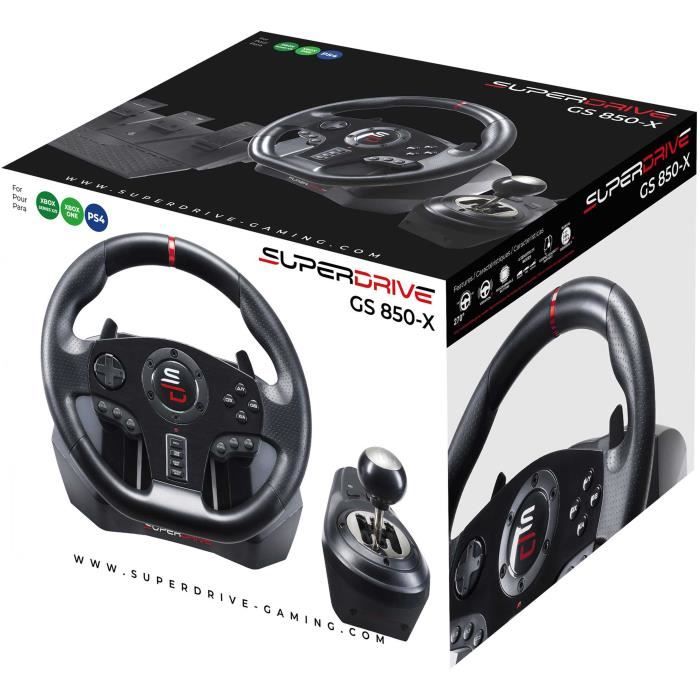 Volant de course - SUPERDRIVE - GS850-X - Levier de vitesse manuel - 3 pédales - Palettes - PS4 / Xbox