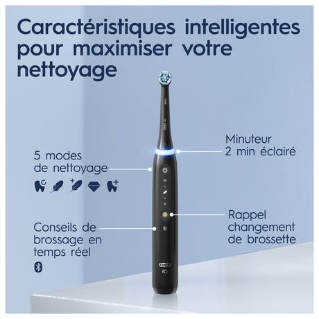 Oral-B iO 5 Lot De 2, Brosses a Dents Électriques Noire et Blanche, 2 Brossettes