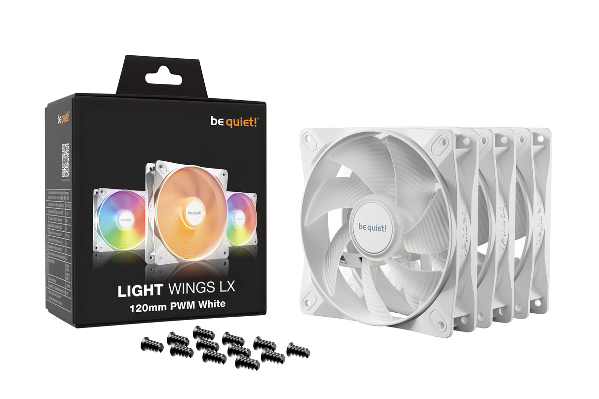 Lot de 3 Ventilateurs de boitier be quiet! Light Wings LX RGB - 12cm (Blanc)