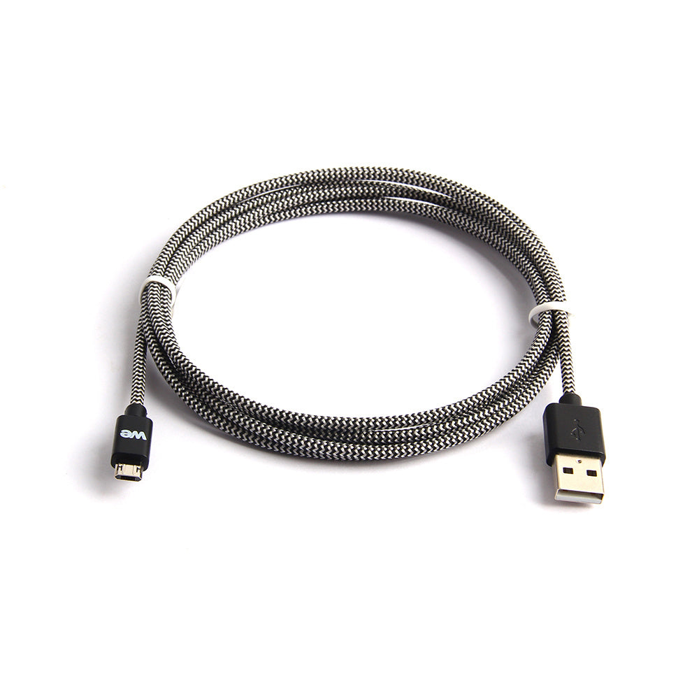 C ble USB/Micro USB Nylon 1m tressé noir et blanc connecteur Micro USB reversibl