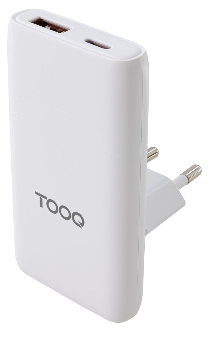 Chargeur de voyage Tooq GaN 1x USB-C + 1x USB-A  65W ( blanc)