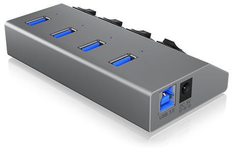 Hub USB 3.0 Icy Box IB-HUB1405 4 ports avec interrupteurs (Gris)