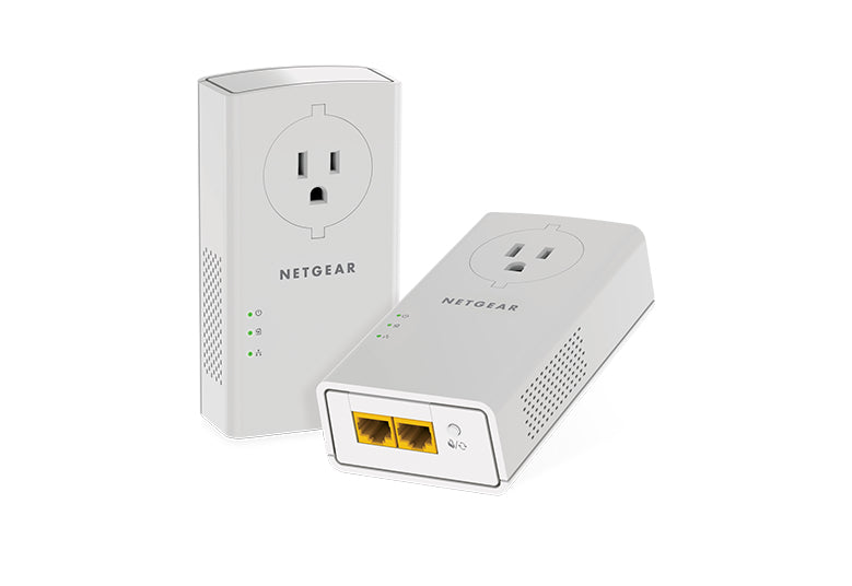 NETGEAR Pack de 2 adaptateurs CPL 2000 Mbit/s- 2 ports 10/100/1000 RJ45 - Avec prise intégrée PLP2000-100FRS