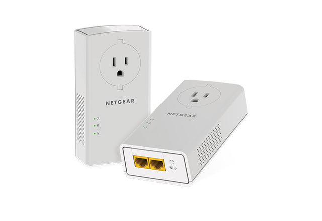 NETGEAR Pack de 2 adaptateurs CPL 2000 Mbit/s- 2 ports 10/100/1000 RJ45 - Avec prise intégrée PLP2000-100FRS