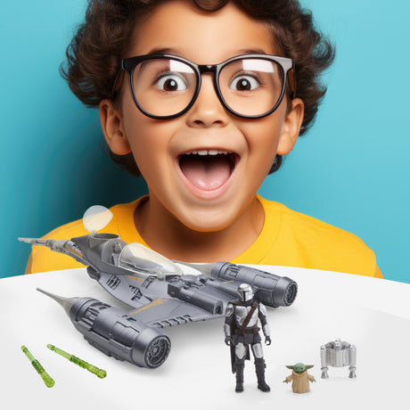 Vaisseau The Mandalorian's N-1 Starfighter, figurines Grogu et Mandalorien de 10 cm, jouet pour enfant des 4 ans, Star Wars Epic Her