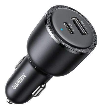 Chargeur voiture - UGREEN - 1 USB-C + 1 USB-A - 63W - Gris