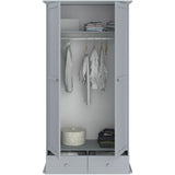 Armoire de chambre - MARGAUX - Gris galet- 2 portes  + 2 tiroirs - Style charme - L104 x P53 x H202 cm