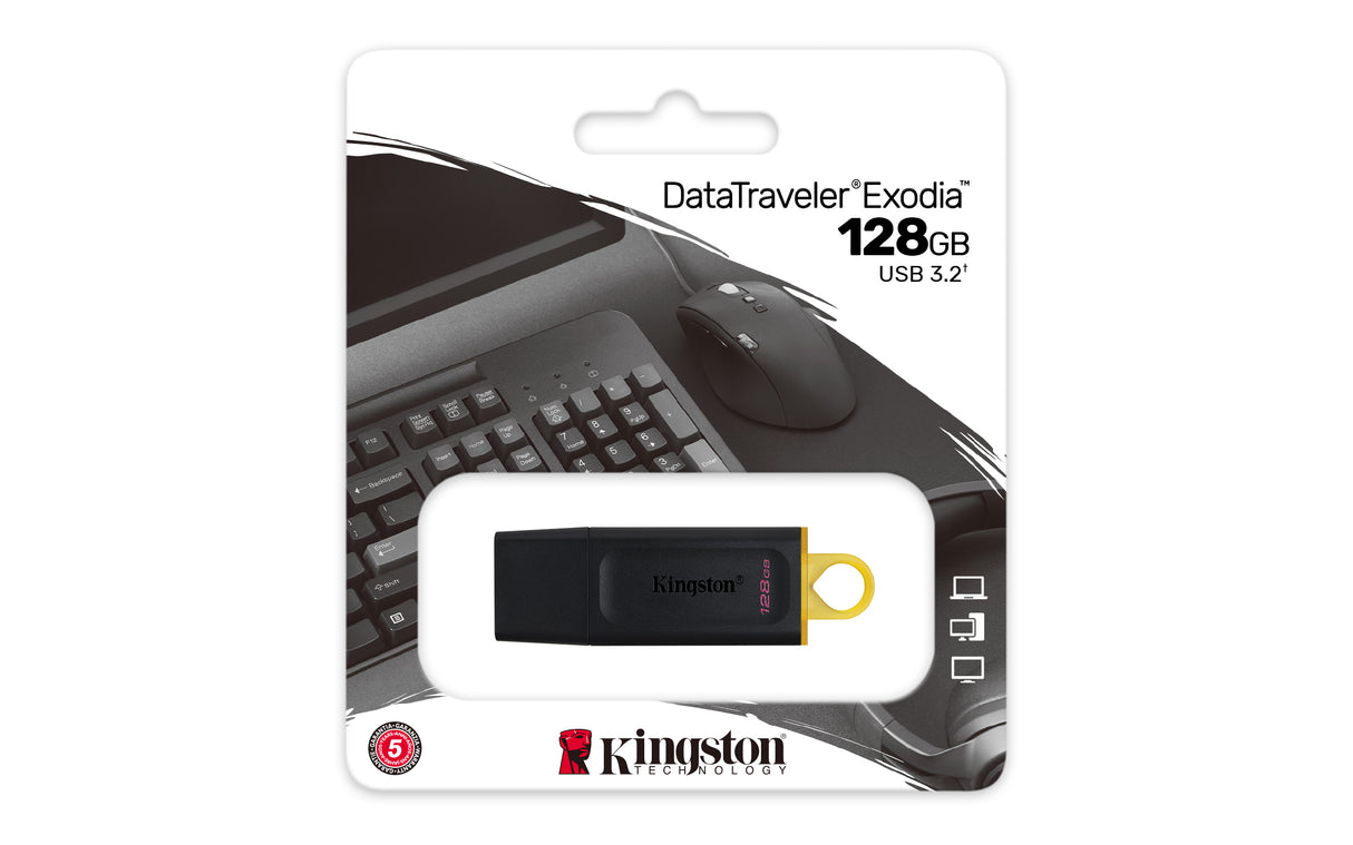 Clé USB 3.2 Kingston DataTraveler Exodia - 128Go (Jaune/Noir)