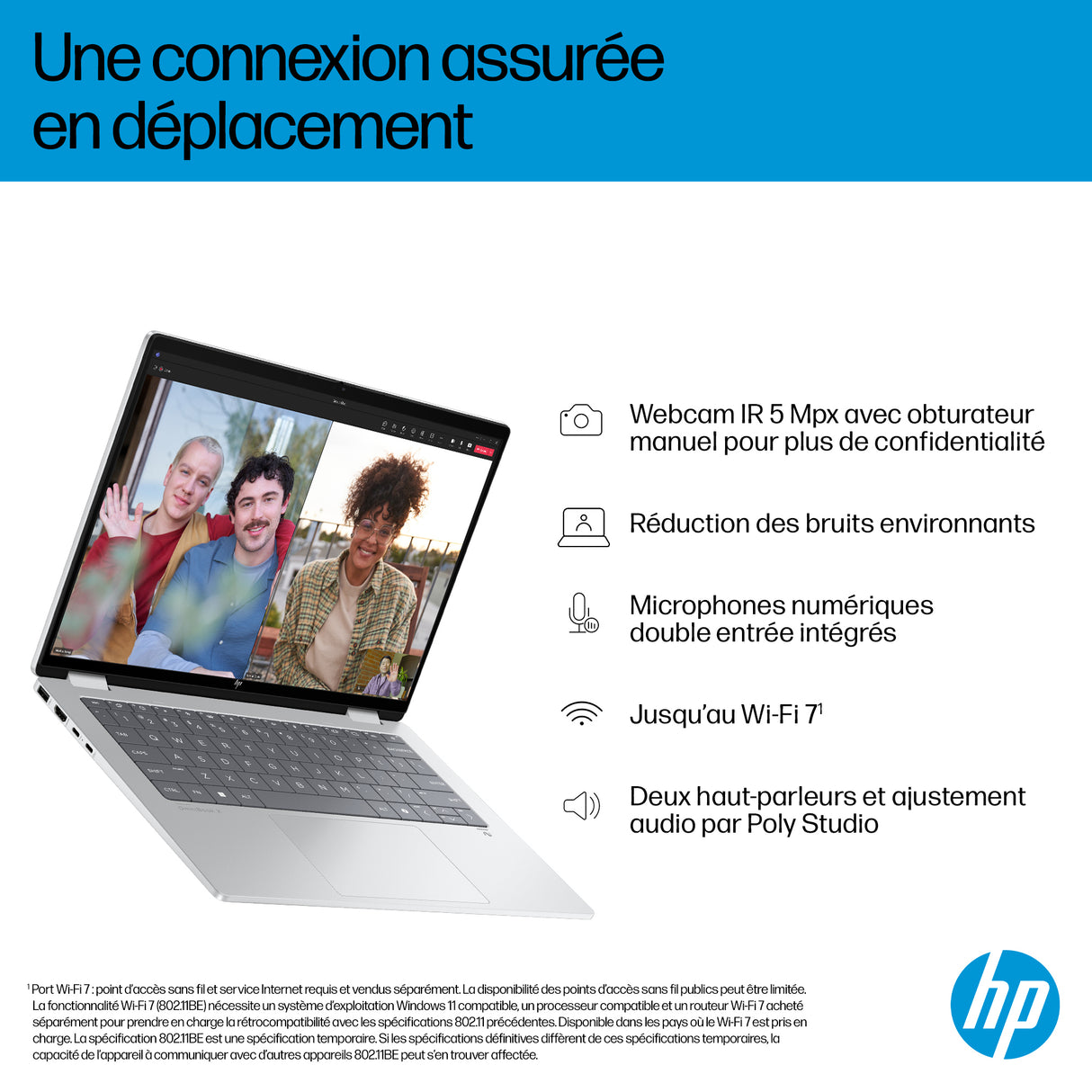 PC Portable HP OmniBook X Flip 2-en-1 14-fm0009nf - Windows 11 - 14 2K OLED - Core Ultra 5 226V - RAM 16Go - 512Go SSD - AZERTY