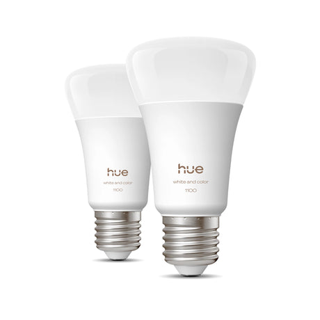 Pack de 2 ampoules LED connectées A60 - PHILIPS HUE - Lumiere blanche et colorée - Culot E27 - 8,1W - 1000-2000k - 1100 lumens