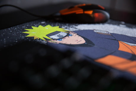 Tapis de souris gaming - KONIX - Naruto Shippuden - XXL 90 x 46 cm - Base antidérapante en caoutchouc - Noir