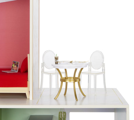 Rainbow High Townhouse - Maison en bois 3 étages et 6 pieces - Ascenseur fontionnel et meubles mobiles