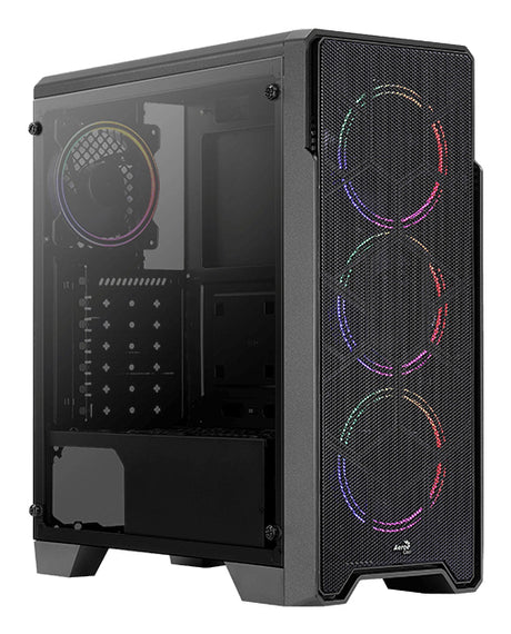 Boitier Moyen Tour ATX AeroCool Ore-G Saturn V1 RGB avec panneau vitré (Noir)