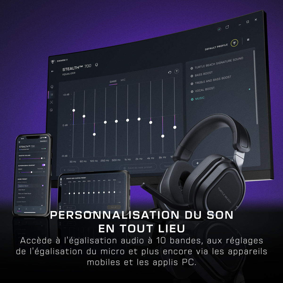 Casque gaming sans fil - Turtle Beach Stealth™ 700X (Gen3) - Noir - Xbox, PS5, PS4, PC, mobile, 60mm, Bluetooth, 80h