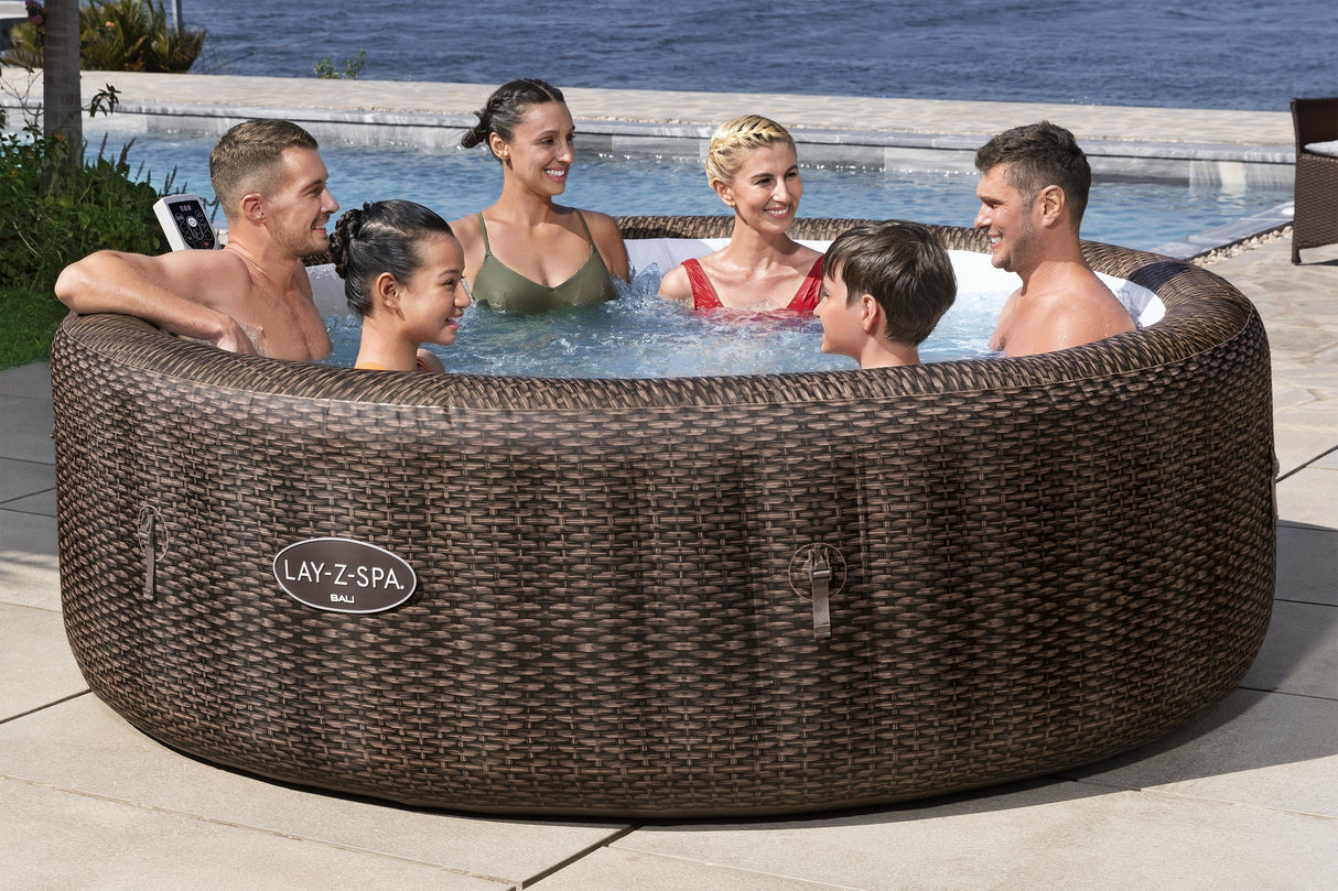 Spa gonflable BESTWAY - Lay-Z-Spa San Fransisco - Hydrojets - 230 x 230 x 71 cm - 5 a 7 places - Carré (couverture, 5 appuie-tete)